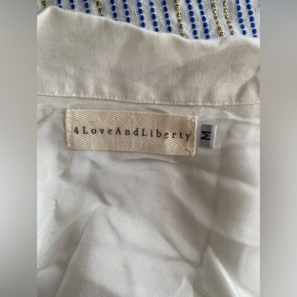 Johnny Was 4 For Love & Liberty White Embroidered Cardigan Sz M Línen Boho - Picture 5 of 12